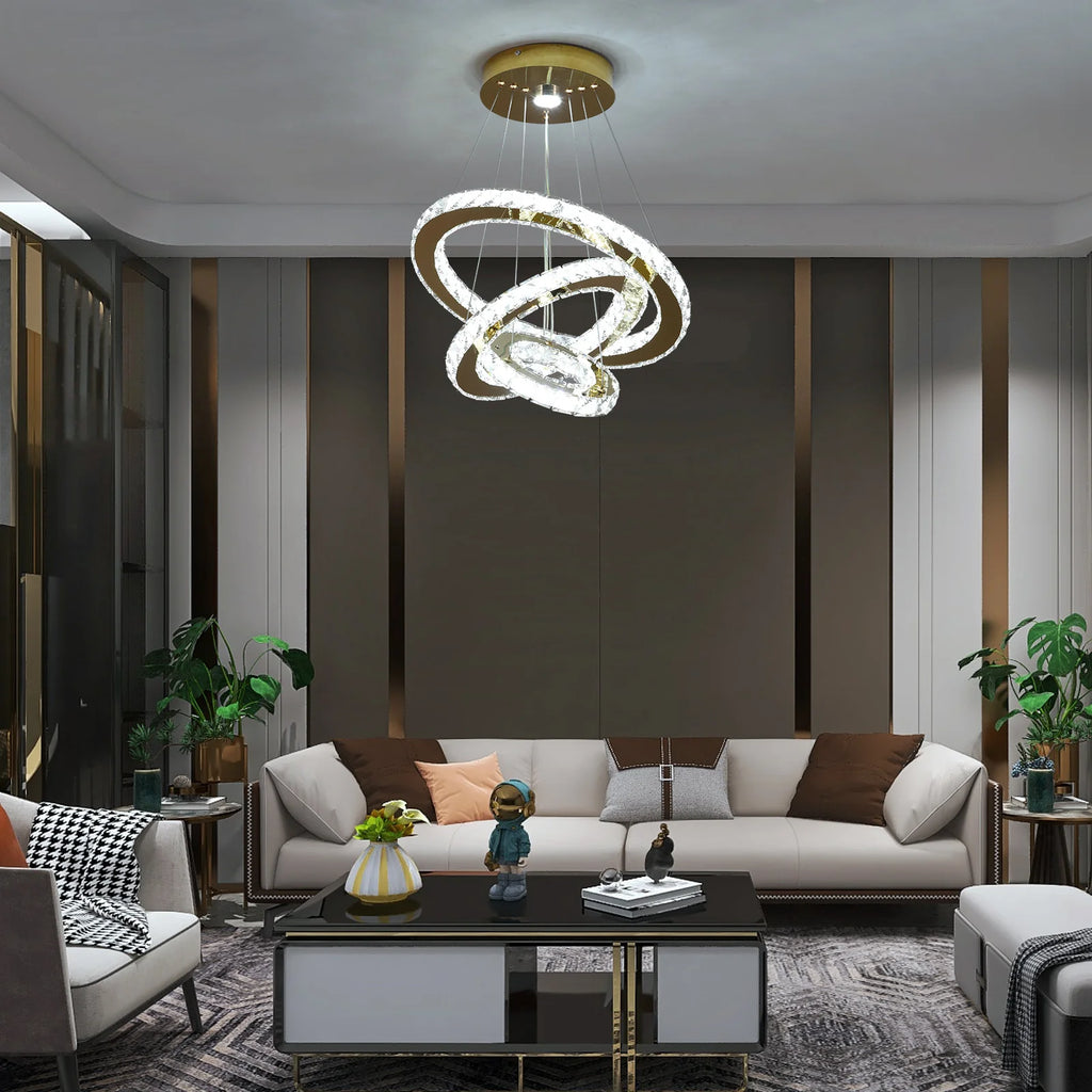 Modern LED flush mount crystal chandelier by Vetrulus, featuring elegant French luxury design with sparkling crystals and sleek lighting.