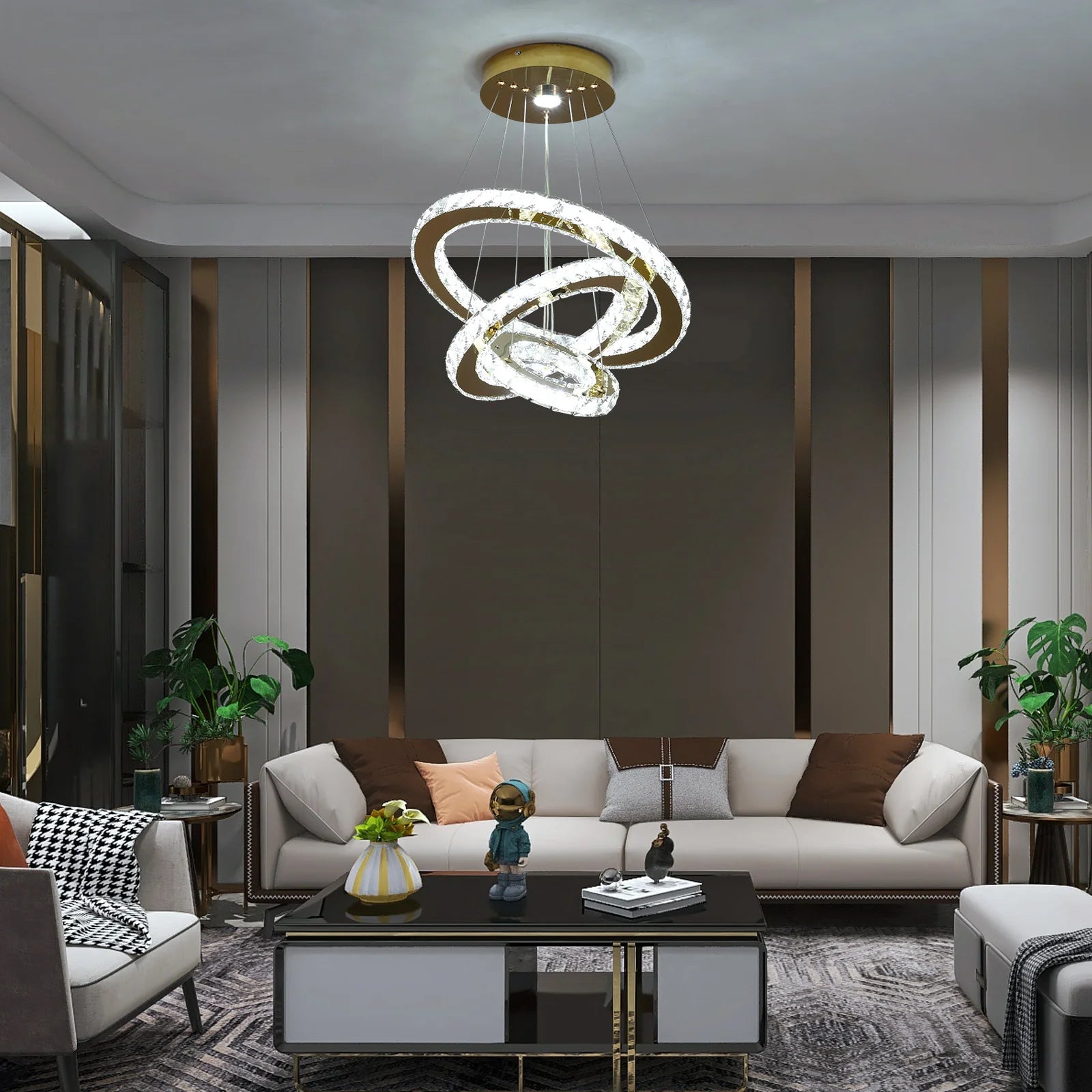 Modern LED flush mount crystal chandelier by Vetrulus, featuring elegant French luxury design with sparkling crystals and sleek lighting.