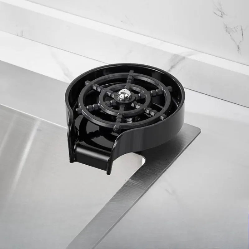 PDQ Automatic Glass Cup Washer and Brass Sink Rinsing Station by SHOWLU FASHION STORE, showing the high-pressure cleaning nozzle.