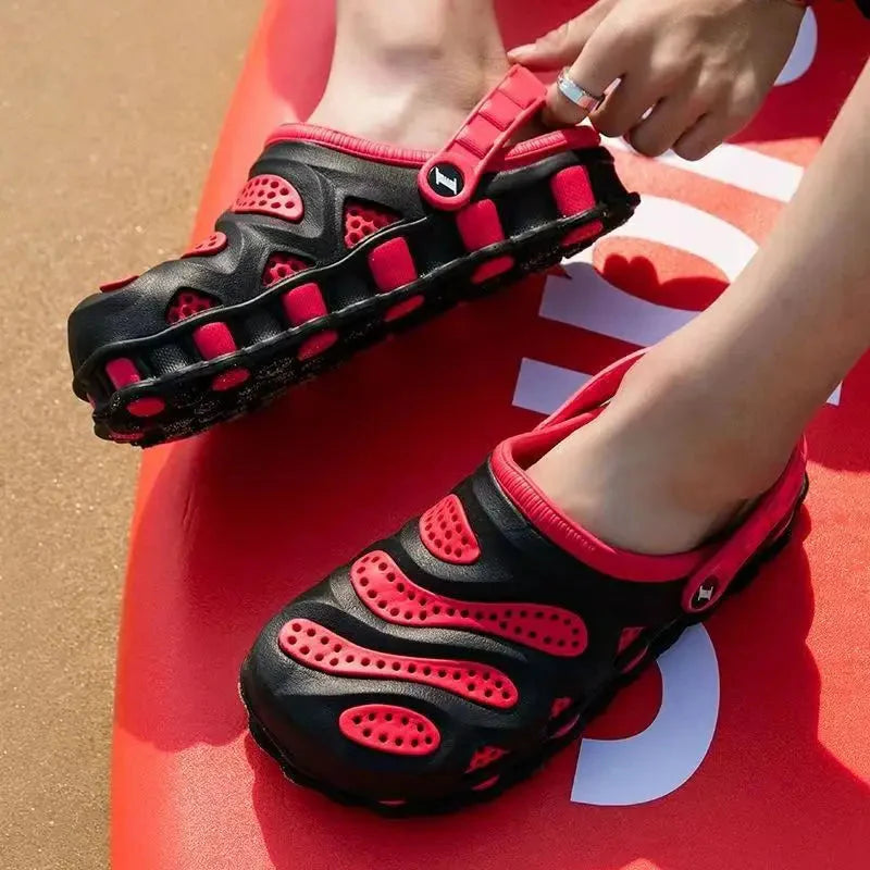 Breathable EVA aqua shoes for men by Wenjie Brother, ideal for summer beach and water activities, shown in navy blue.