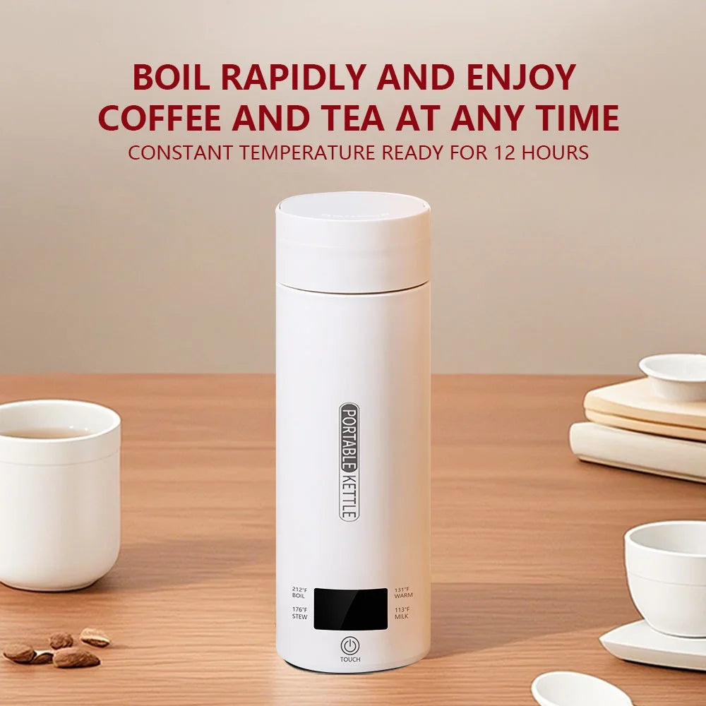 Showlu Smart General JFBONIN mini stainless steel electric kettle with a sleek design and handle, suitable for boiling water.