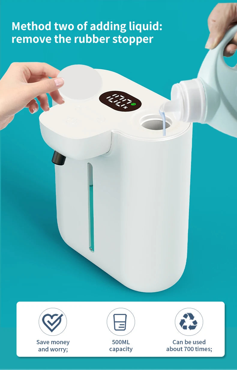 Showlu Smart General automatic soap dispenser with sleek design and touchless operation, dispensing soap into a hand.
