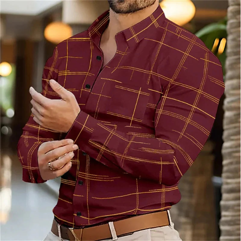 Men's slim fit dress shirt with 3D stripe print in bamboo fiber, shown in black and white, by SHOWLU FASHION STORE