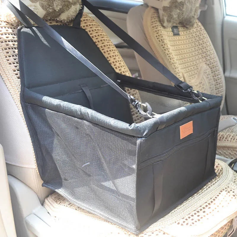 Showlu Waterproof Mesh Pet Car Seat Bag and Folding Dog Travel Mat with breathable mesh and adjustable straps for travel comfort.