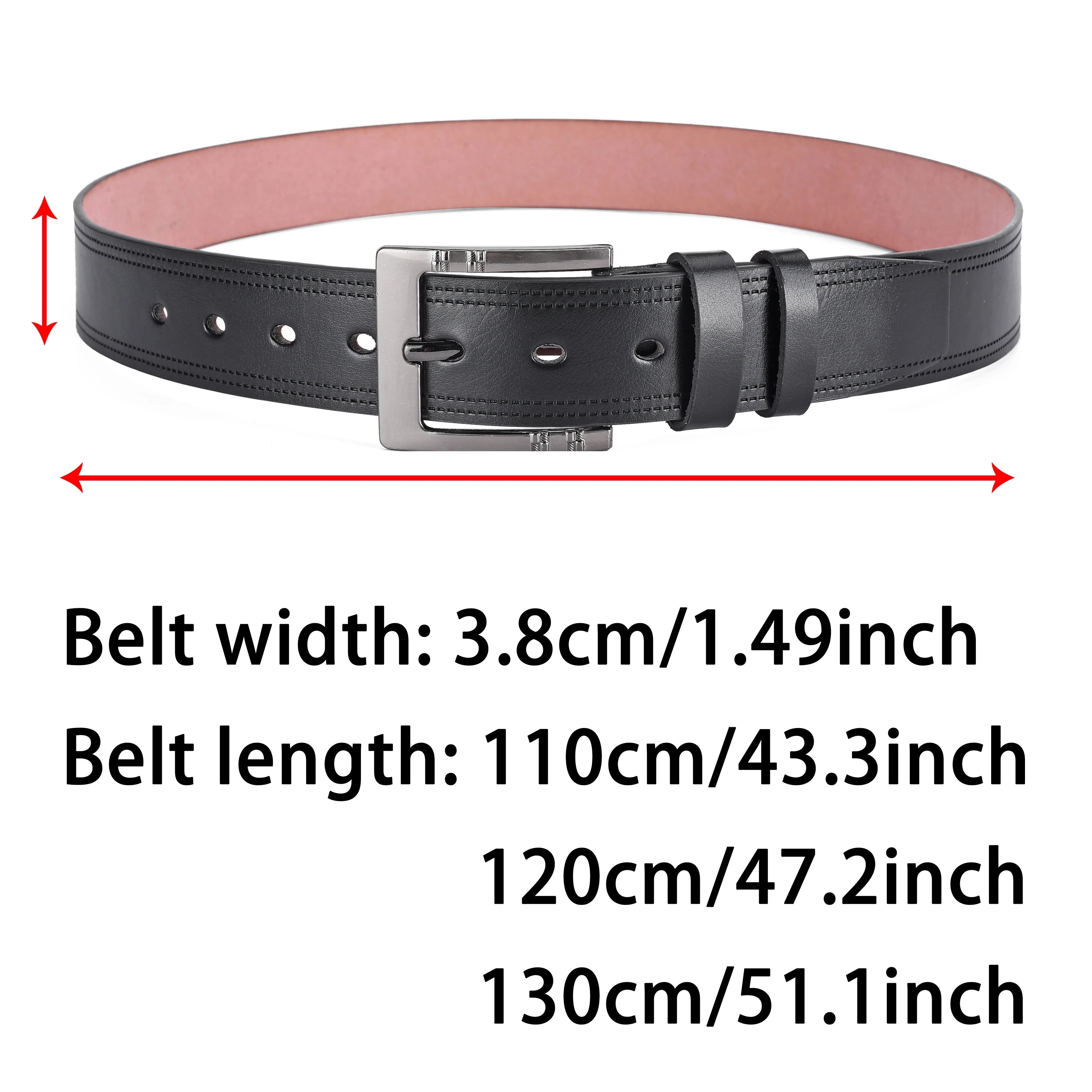 Men's genuine leather belt by Showlu Fashion, casual cowskin design, suitable for jeans and everyday wear.