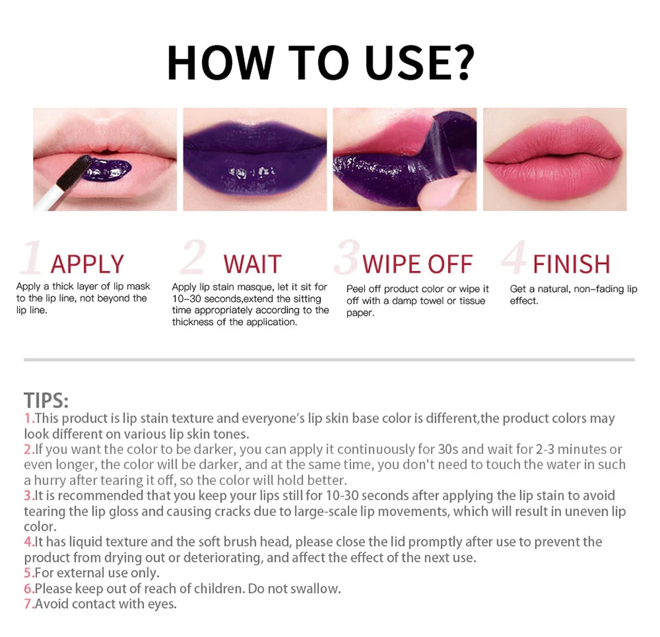 Showlu Smart General peel-off waterproof lip stain in a sleek tube, ready for bold, long-lasting lip color application.
