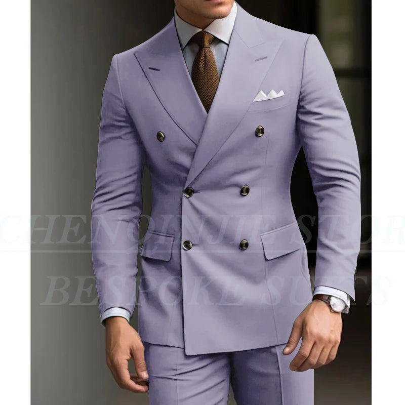 Formal Men's Suits Green Slim Fit High Quality Regular Length 2 Piece Jacket Pants Luxury Blazer Full Set Chic Costume Homme SHOWLU FASHION STORE