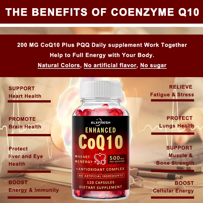 COQ10 Capsules For Improve Heart Brain Nerve Cell Mitochondria Sperm Motility Egg Quality Relieve fatigue Lower Blood Pressure
