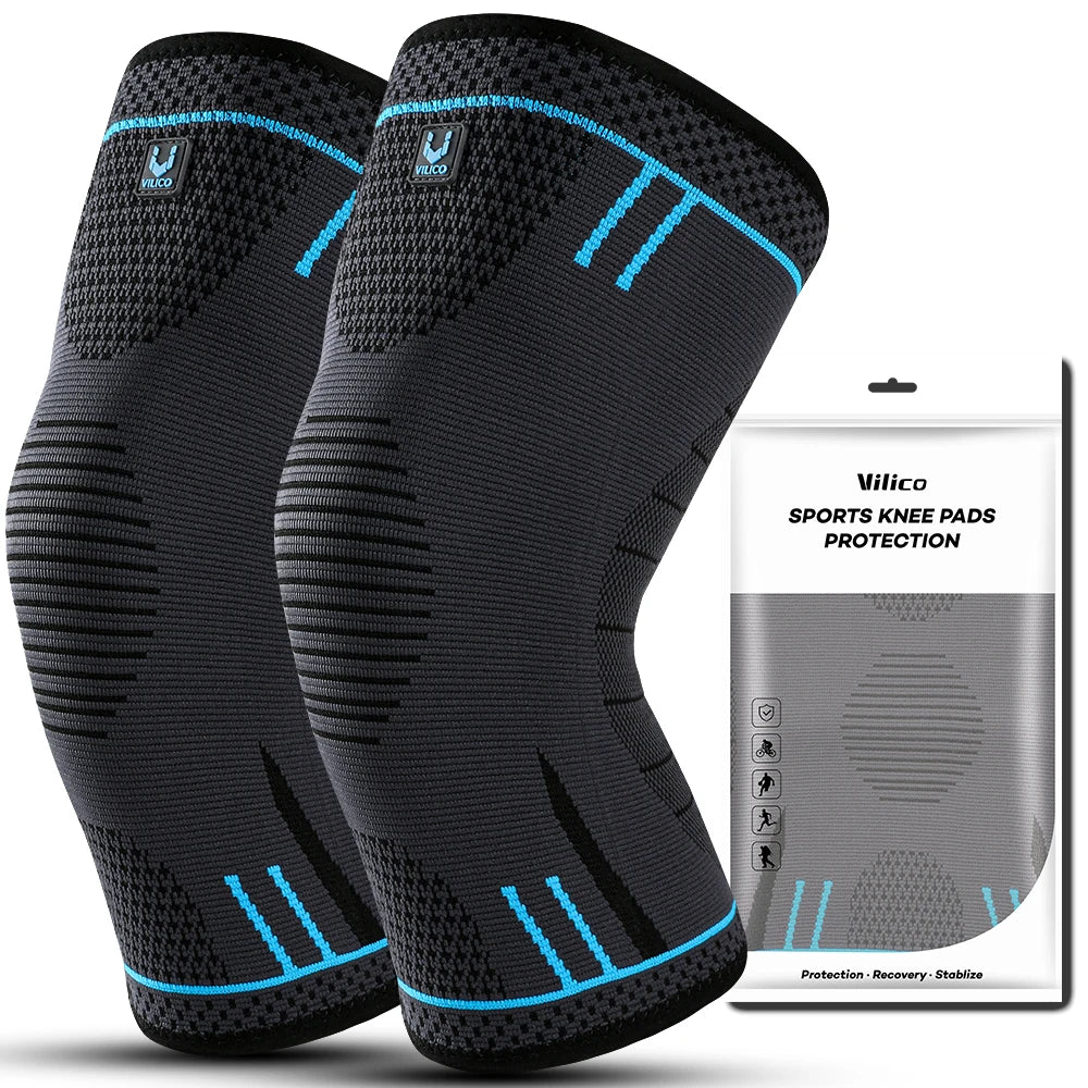 Showlu Fashion Sports Compression Knee Support Sleeve with elastic knee pads for basketball, volleyball, running, and gym protection.