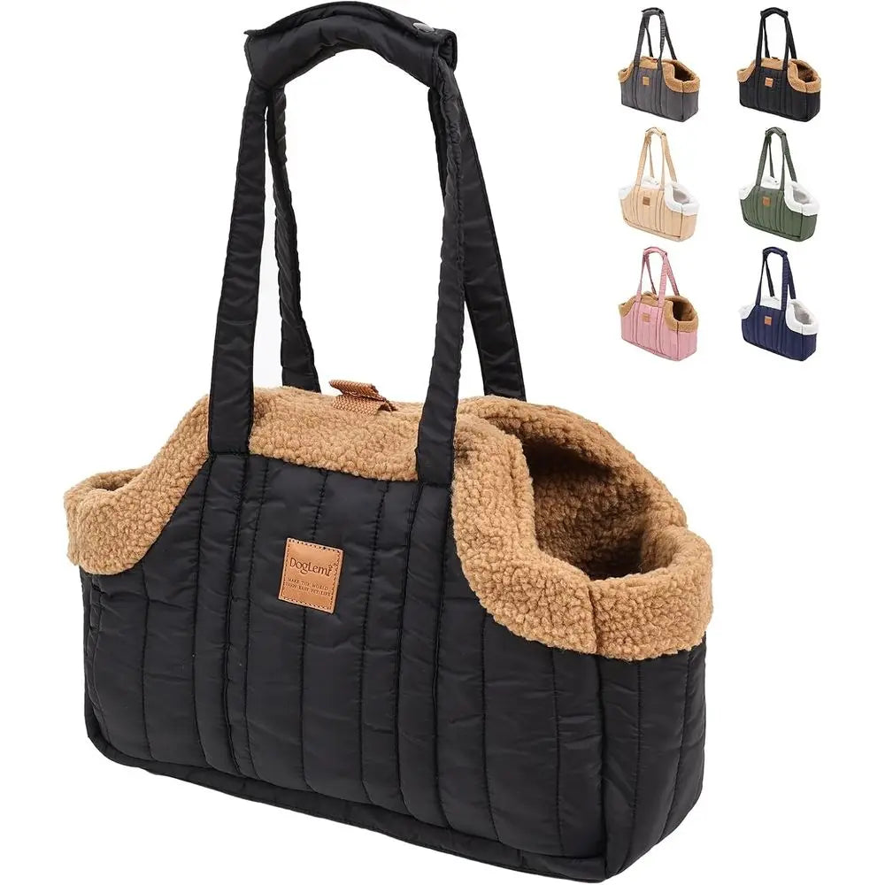 Showlu Waterproof Dog Tote Bag Carrier with secure harness clip, designed for easy transportation of small dogs.