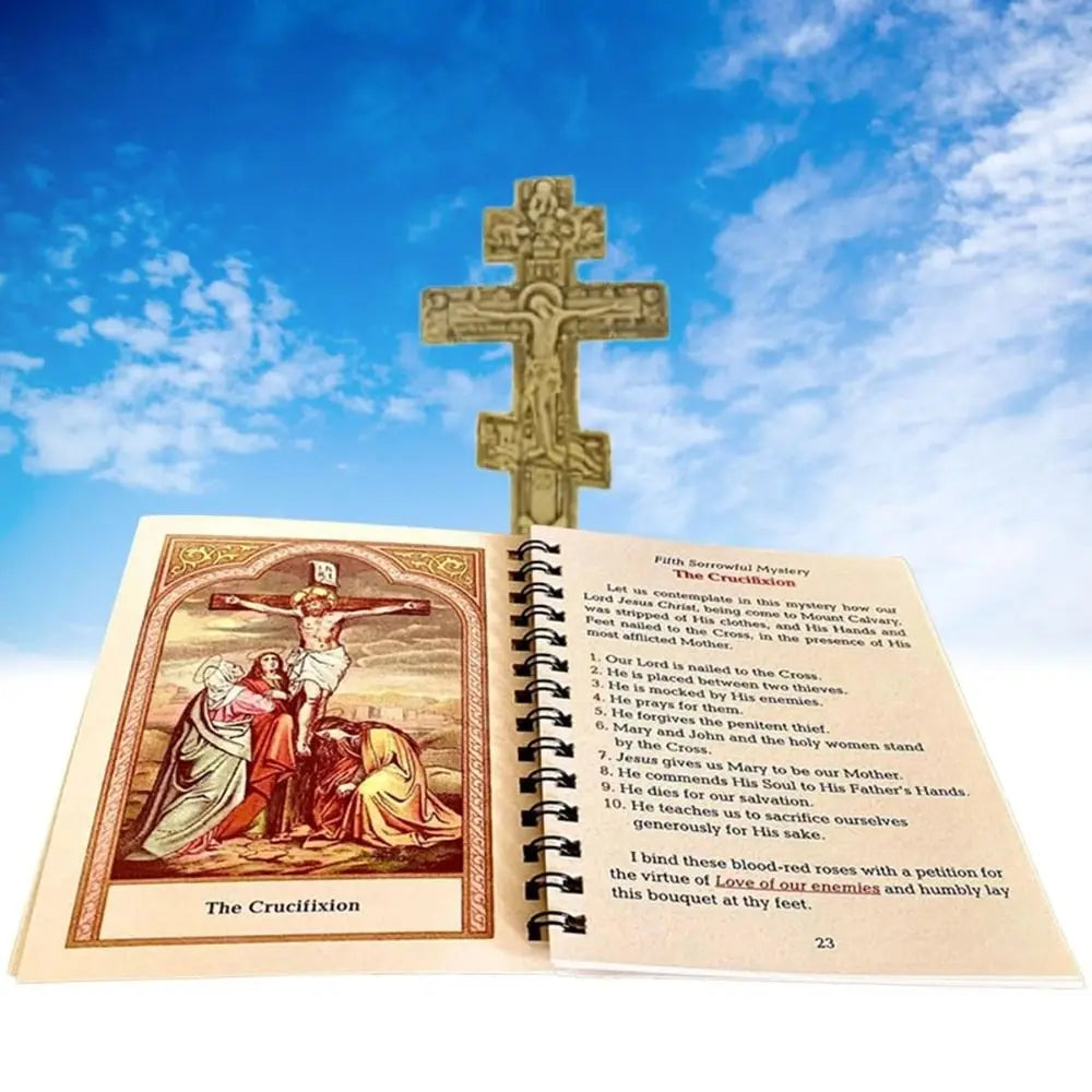 Showlu Fashion Rosary Meditation Book with 42 colorful prayer pages, designed for reflection and spiritual practice.