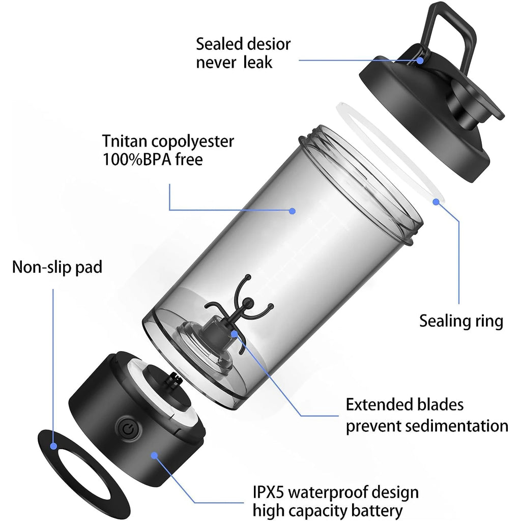 Premium Electric Protein Shaker Bottle, 22oz Blender for Mixing Protein, Gym Portable Cup, and Cocktails