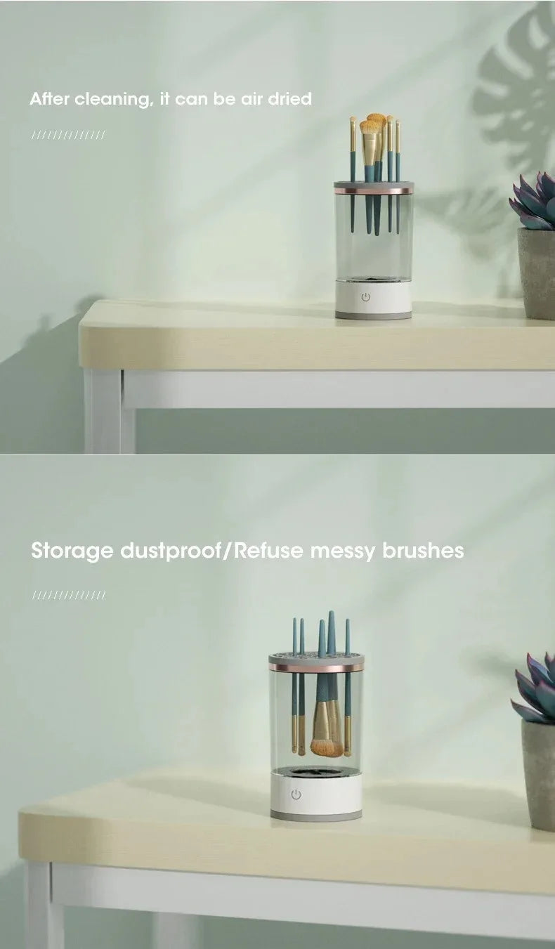 Showlu Smart General makeup brush dryer machine drying a makeup brush with a sleek, compact design for quick, efficient cleaning.