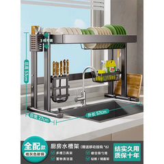 Over-the-Sink Dish Drying Rack Kitchen Sink Organizer Multifunctional Dishware Storage Shelf Space-Saving Plate and Bowl Holder