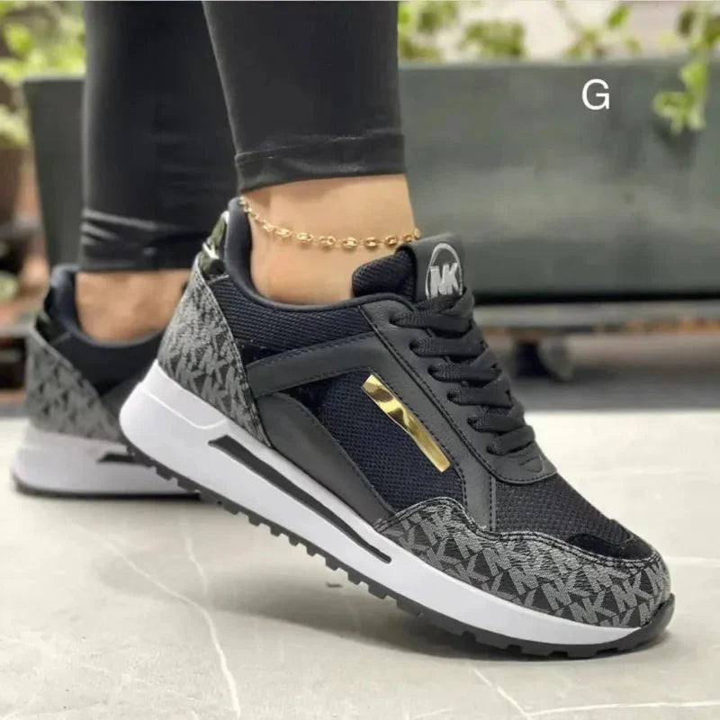 SHOWLU FASHION Women's wedge sports sneakers with casual PU leather design, featuring a stylish and comfortable athletic shoe look.