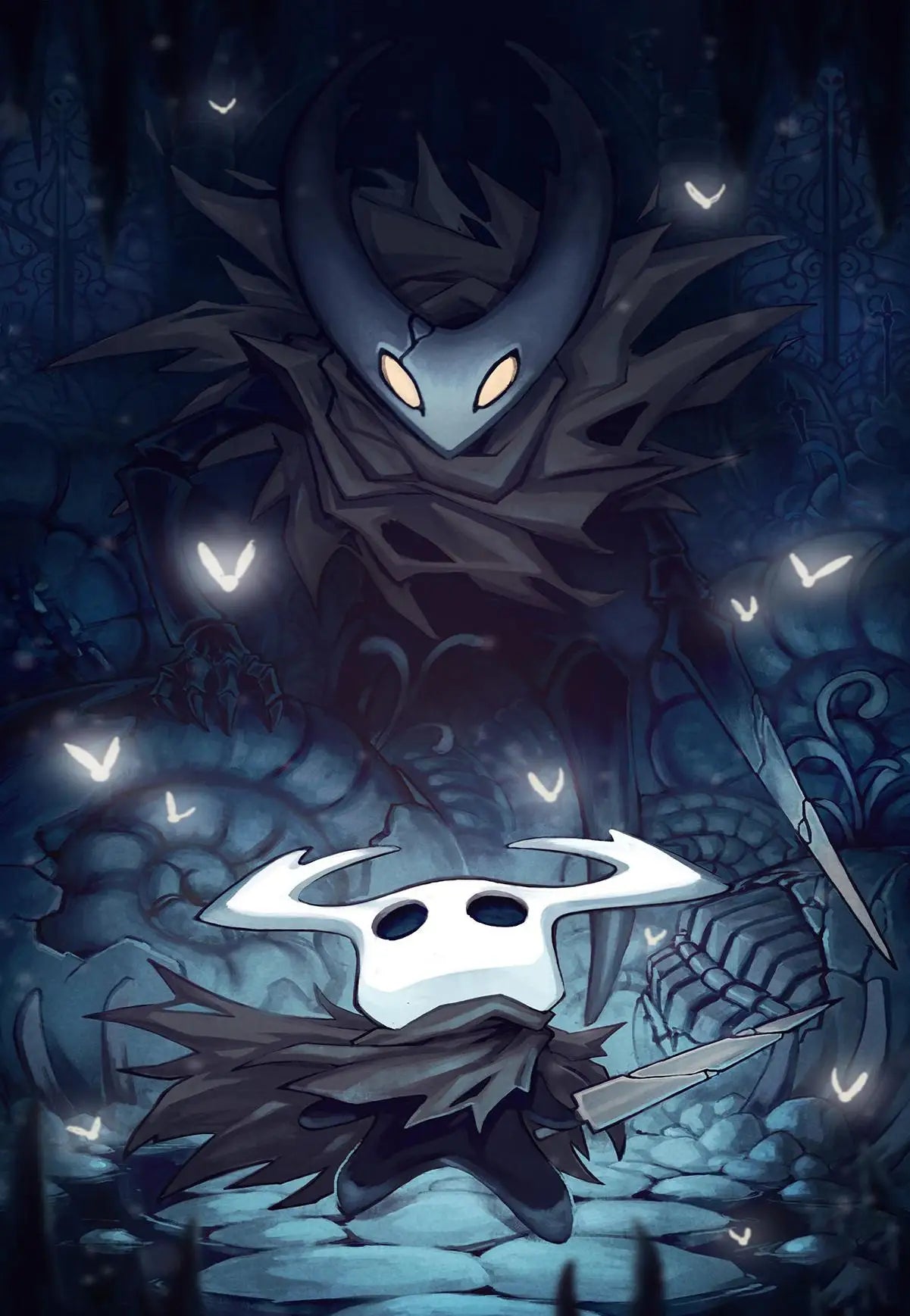 Hollow Knight canvas wall art featuring a modern video game poster with detailed illustration for home decor.