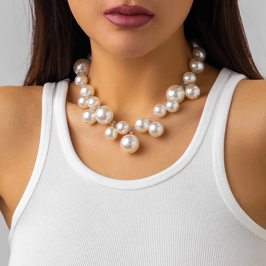 A large acrylic bead chain necklace featuring chunky, vintage-inspired design for women and men, with a steampunk and grunge style.