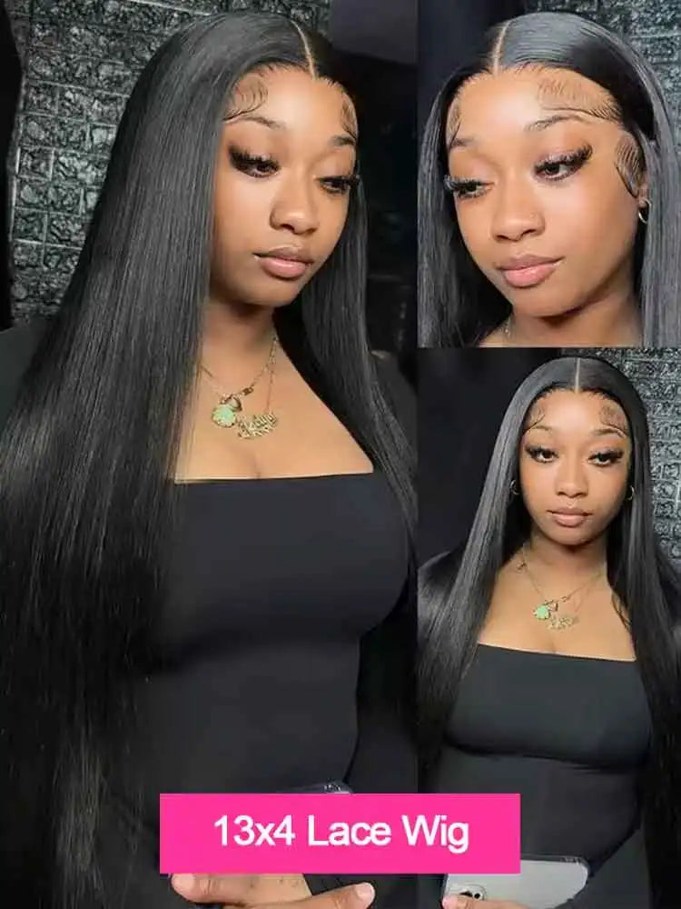 UVEOUS 40-42 inch bone straight HD lace frontal human hair wig with 13x6 lace, showcasing sleek, natural-looking straight hair.