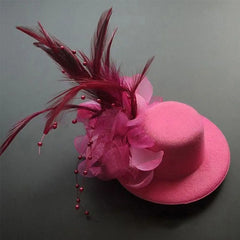 Fashion 13cm Kids Fascinators Hats Feathers Hair Accessories Flower Pillbox Hat Makeup Prom Teas Party Hairpins Party