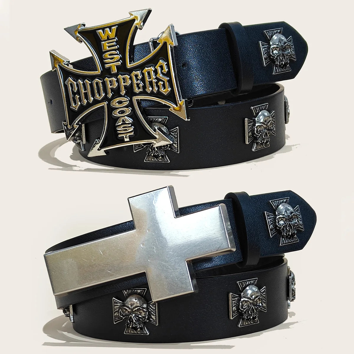 Punk men's bohemian style belt with personalized gothic design, suitable for jeans, dresses, and casual wear.