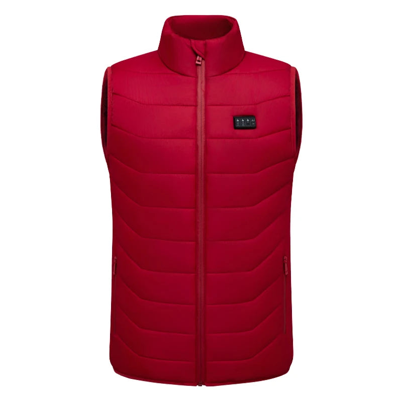Men's heated winter vest jacket by Showlu Smart General featuring insulated design and electronic heating elements for warmth.