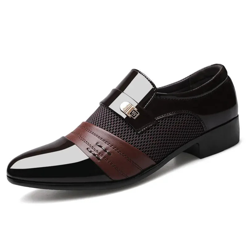 Men's leather Oxford shoes by Showlu Fashion Store, classic formal slip-on loafers with sleek design and polished finish.
