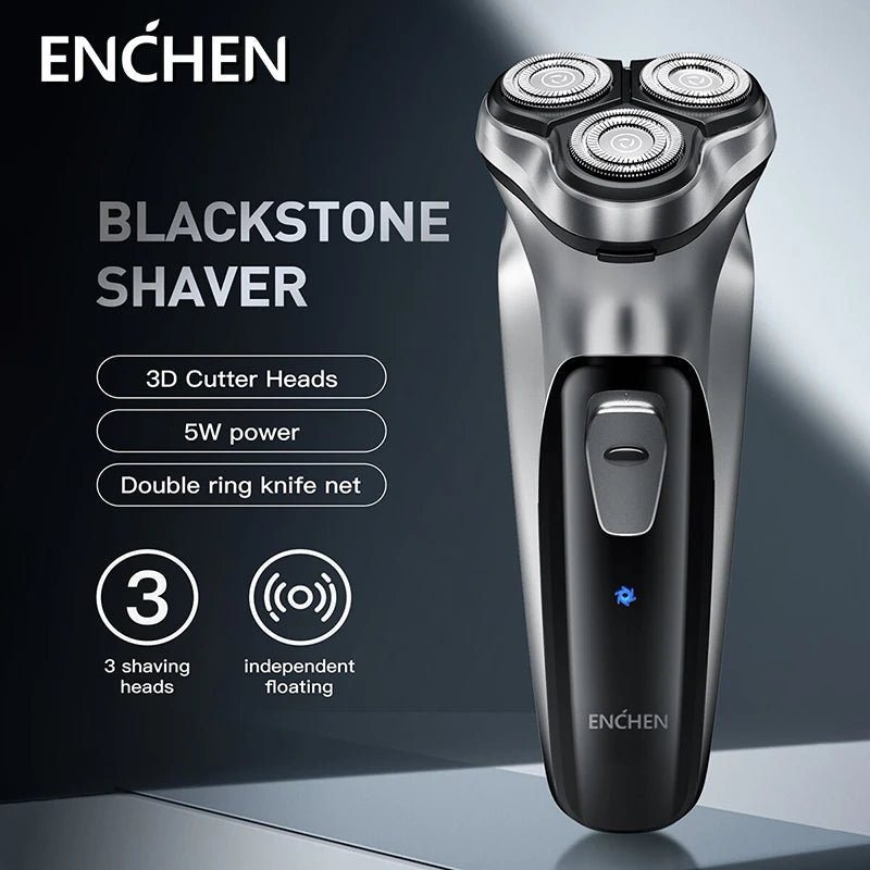 Showlu Smart General ENCHEN Blackstone 3D Rotary Electric Shaver with close-cutting heads and ergonomic handle.