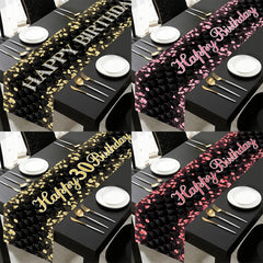 Black Gold Birthday Table Runner 18 30 40 50 Birthday Table Cover Tablecloth Party Decoration For Home Adult Anniversary