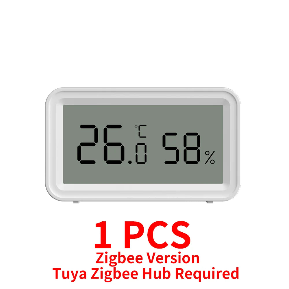 Showlu Smart WiFi Temperature and Humidity Sensor with app control and Zigbee connectivity, shown in a sleek modern design.