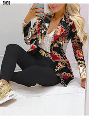 2025 Women's 2pcs Tracksuits Solid Long Sleeve Blazer Pants Suit Sets Office Lady Tracksuit Two Piece Set Fitness Outfits Woman SHOWLU FASHION STORE