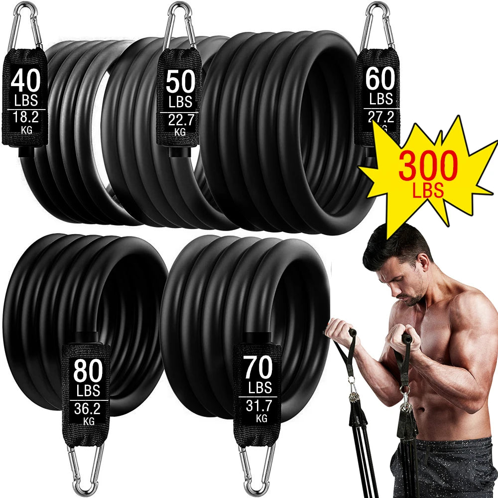 Showlu Smart General Resistance Band Pro Kit with multiple elastic bands and handles for versatile strength training exercises.