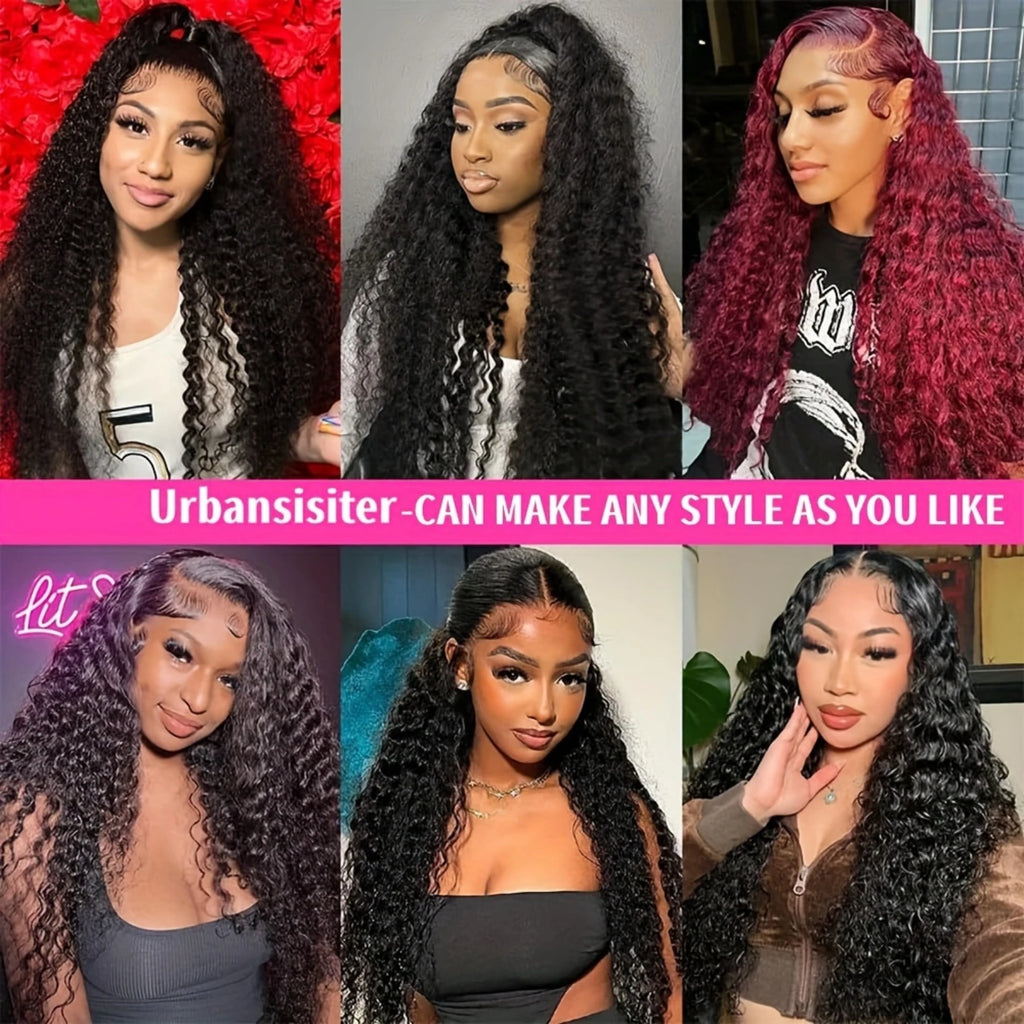 13x4 Burmese Curly Deep Wave Curly Human Hair Wig Glueless Wet and Wavy Lace Front Human Hair Wigs For Woman on Clearance Sale