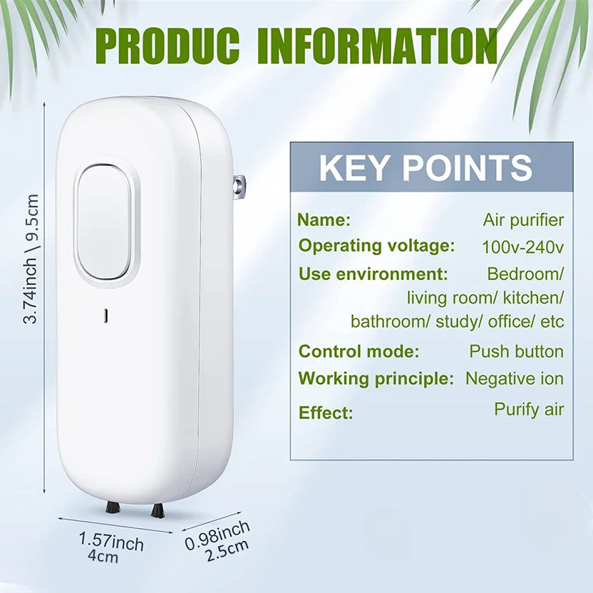 Showlu Smart General plug-in negative ion air purifier for home with sleek compact design and visible air intake and outlet vents.