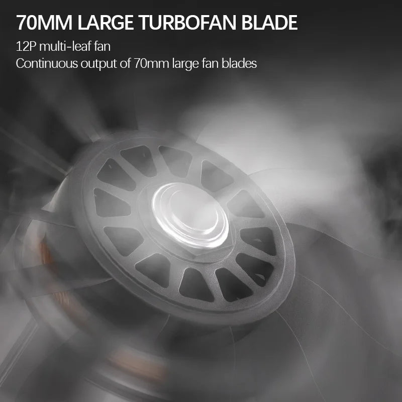 Electric Goddess 1500W brushless jet fan blower compatible with Dewalt 20V batteries, shown with black and silver design.