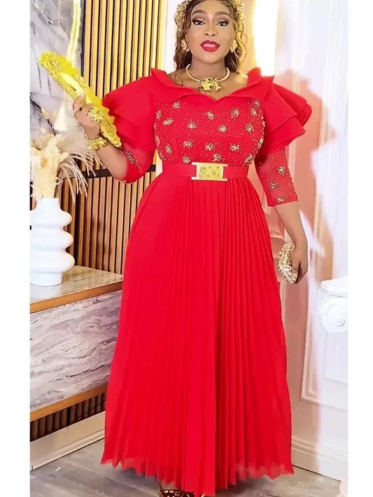 2025 Plus Size African Party Dresses for Women New Fashion Dashiki Ankara Wedding Evening Gown Elegant Muslim Maxi Dress