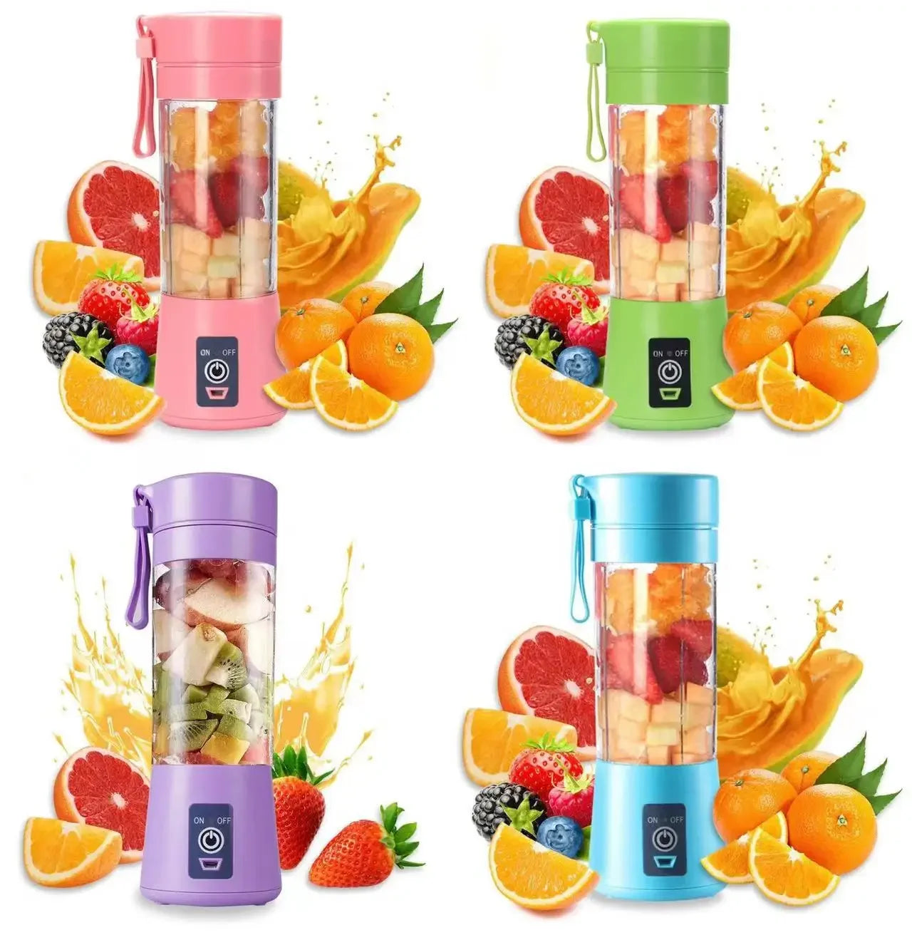 Portable mini USB juicer blender in white with a transparent blending cup and compact design for on-the-go smoothies.