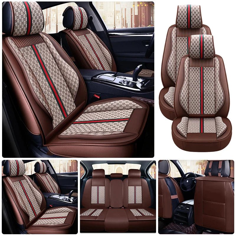 SHOWLU Universal PU Leather Car Seat Cover for SUVs, four-season cushion, stylish and durable seat protection for all weather conditions.