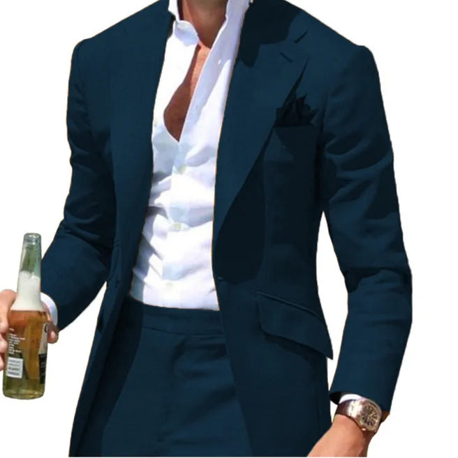 Costumes Pour Hommes Peak Collar Men Suits Notched Green Slim Fit Blazers Jackets Pants 2PCS Causal Business Wedding Groom Wear