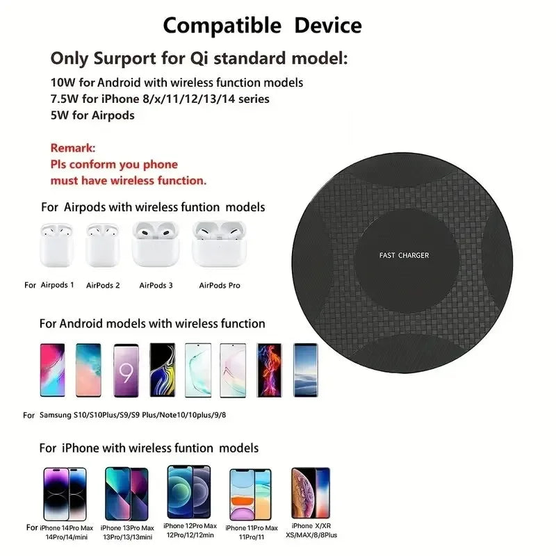 Wireless charging pad by Showlu Smart General, featuring a sleek design with a charging surface for compatible devices.