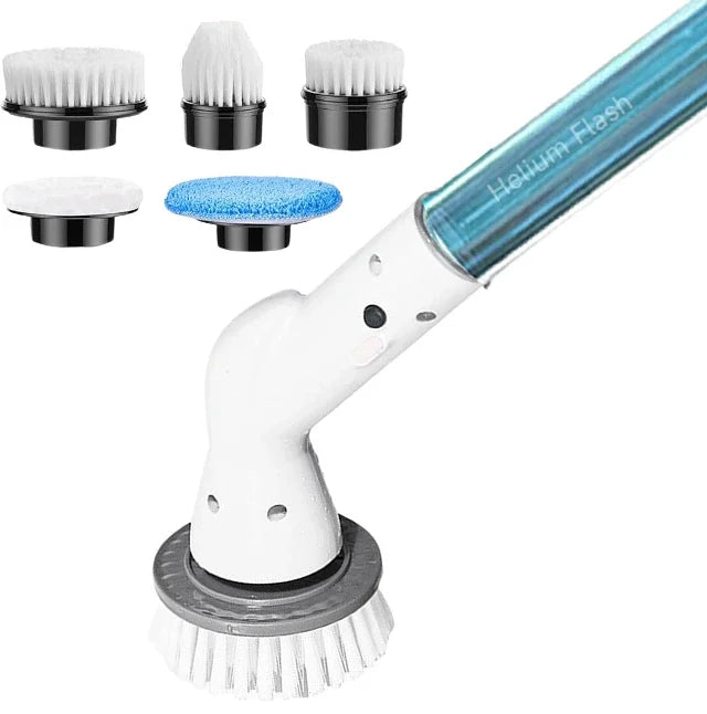Showlu Smart General cordless electric spin scrubber with 7-in-1 cleaning brush, showing its versatile cleaning heads in action.