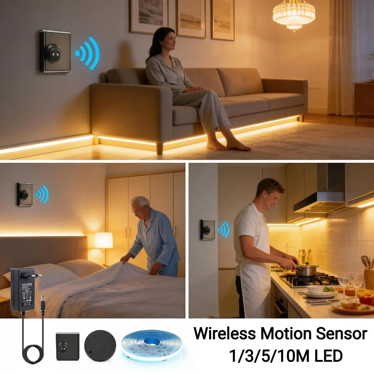 Showlu Smart General LED bed frame strip with customizable lighting, shown installed along the edges of a modern bed frame.