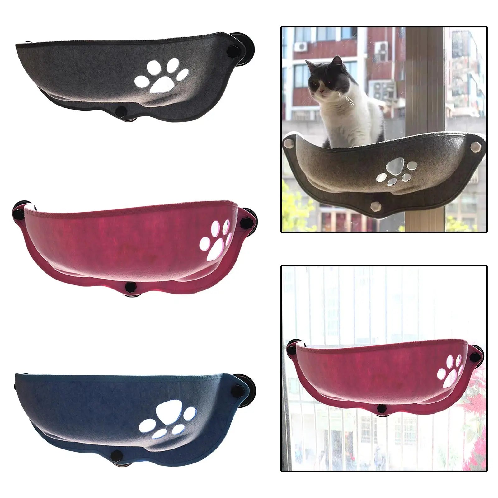 Kesoto Cat Window Perch by Showlu Fashion Store with plush pad, suction cup mount for comfortable indoor feline lounging.