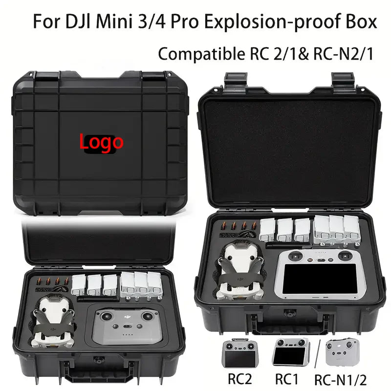 DJI Mini 3/4 Pro explosion-proof hard shell case by Showlu Fashion Store, waterproof, portable, large capacity protective storage box