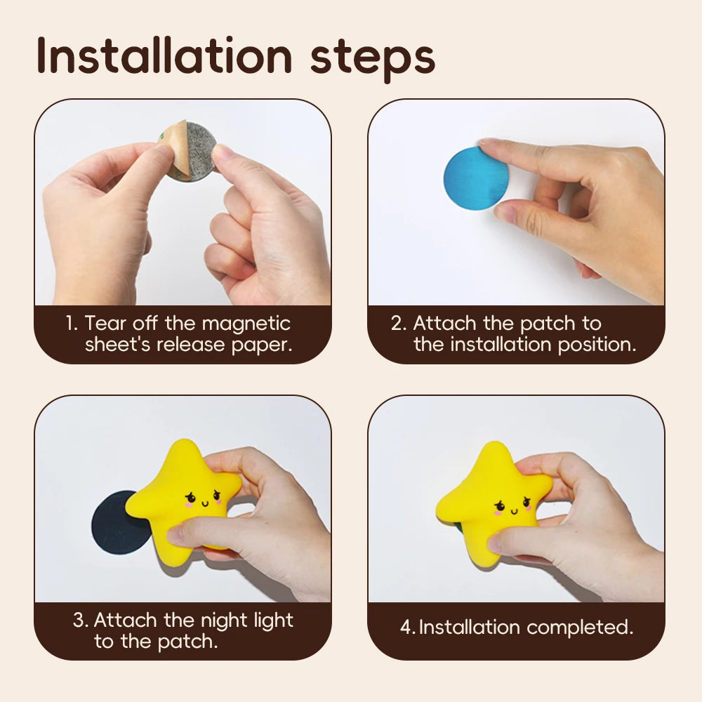 Star-shaped silicone LED night light by Showlu Smart General with soft glow and flexible design for kids' bedrooms.