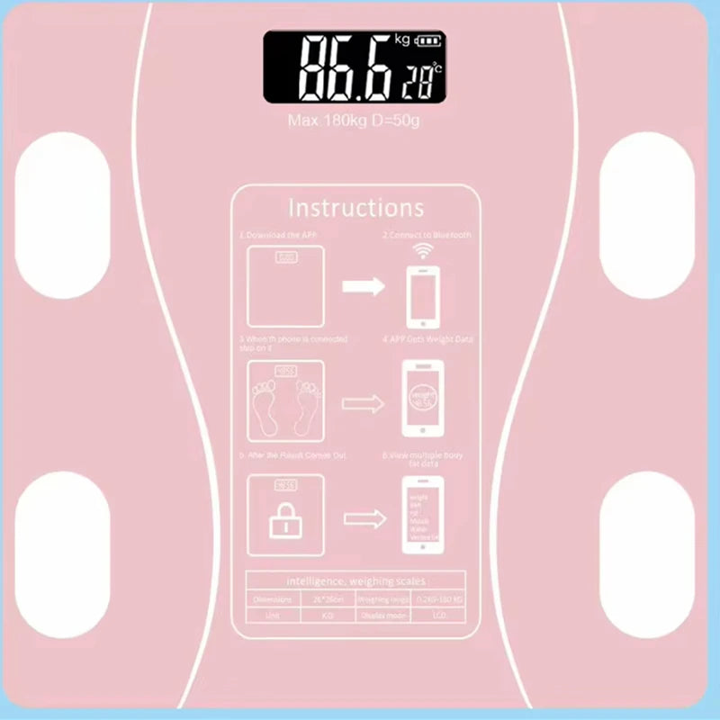 Showlu Smart digital bathroom scale with glass surface displaying weight measurement up to 200kg.