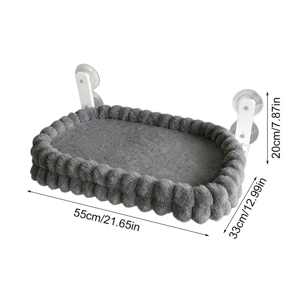 Foldable Showlu Cat Window Perch with double-sided plush fabric, designed for comfortable kitten lounging on a window.