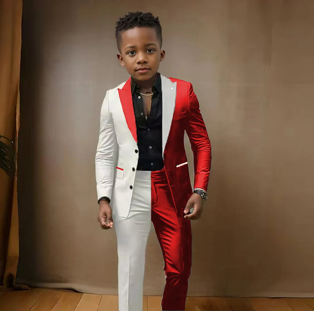 Boy blazer suit and pants set for ages 3-16, slim fit casual and wedding attire, suitable for birthdays and stage performances.