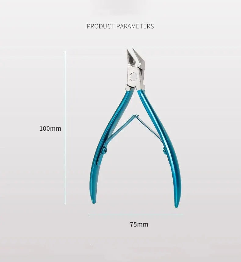 Stainless steel toe nail clipper for ingrown and thick toenails, professional podiatrist toenail trimmer with sharp nipper blades.