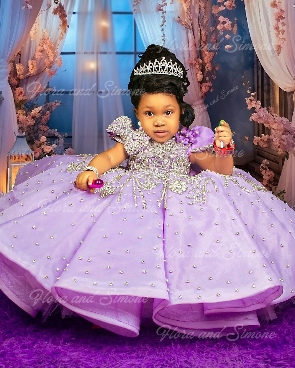 Purple Flower Girl Dresses For Wedding Luxury Crystal Quality Little Princess Evening Banquet Birthday Party Gown Customized
