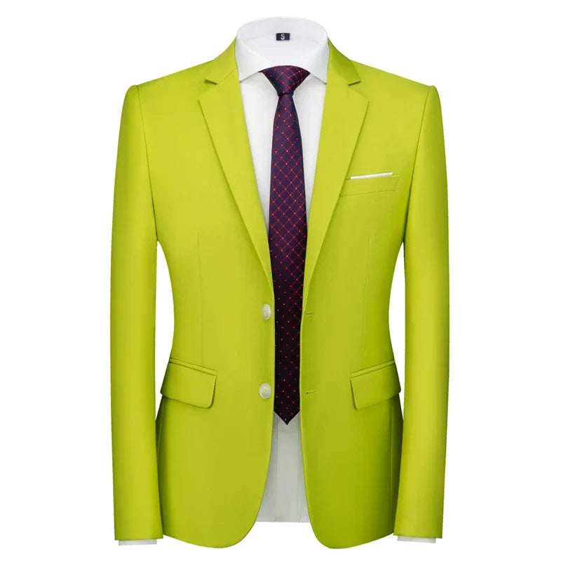 Men's slim fit 16-color suit jacket by Showlu Fashion, formal office blazer with casual style in big sizes, 6XL.